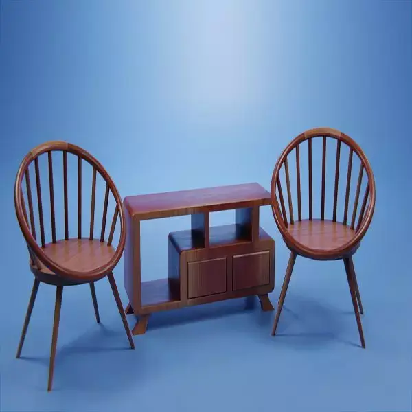 Set Wooden Furniture 5 3D model