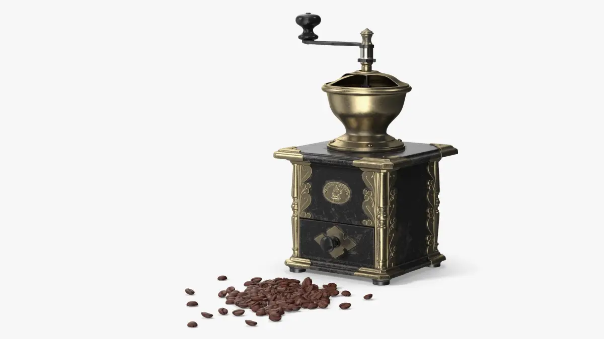 Manual Coffee Grinder with Beans 3D model