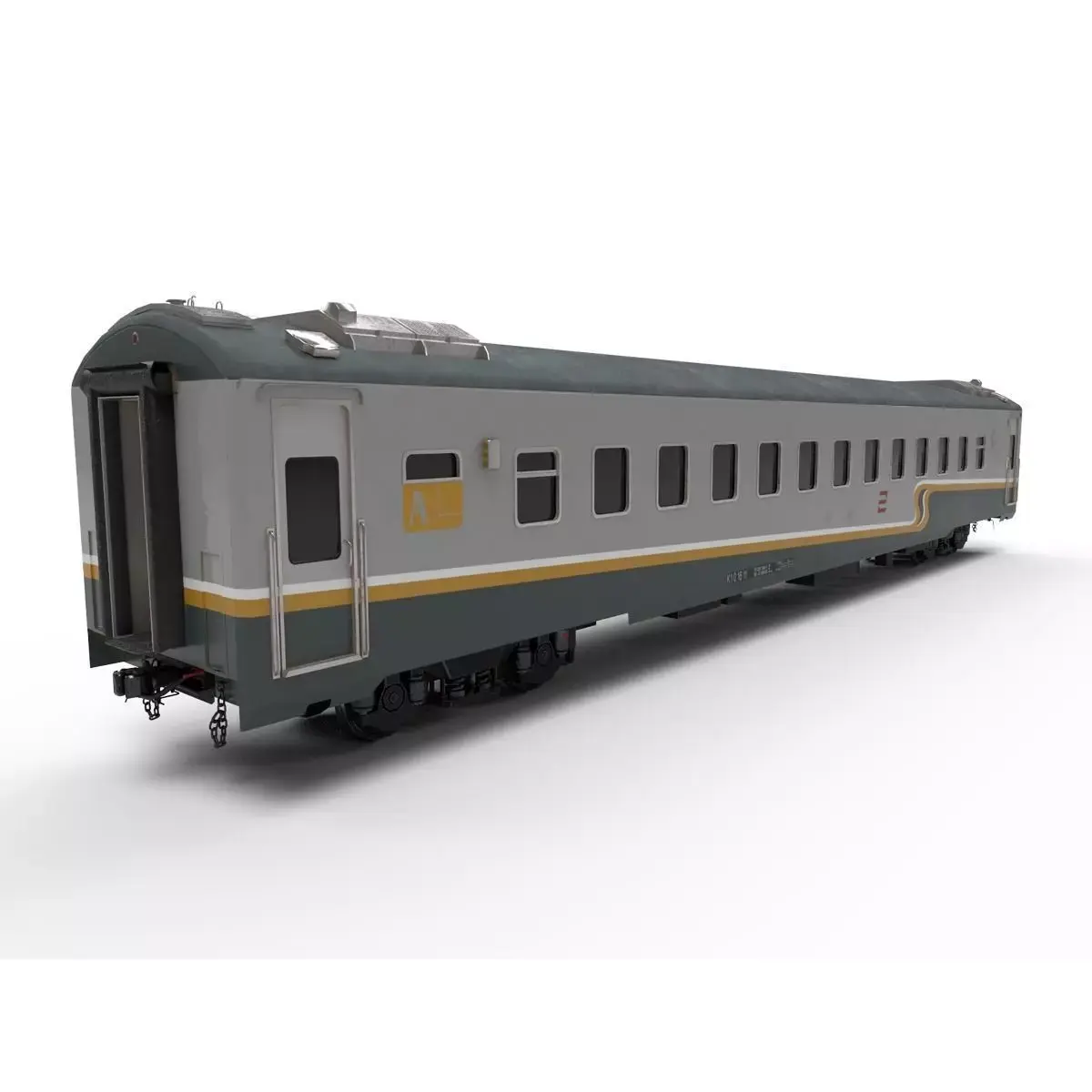 Carriage passenger train Low-poly 3D model