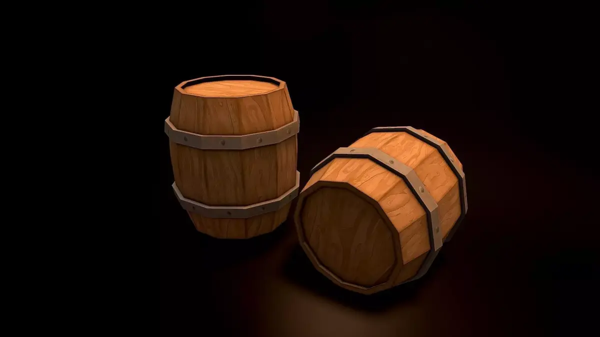 Wooden Barrel Free low-poly 3D model 11