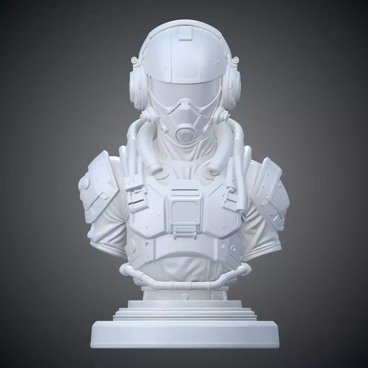 Sci-Fi Pilot Bust Cyberpunk Aviator Statue PM-377 3D print model