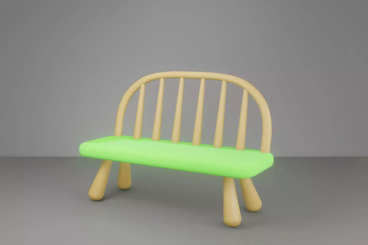 3D green bench 3D model