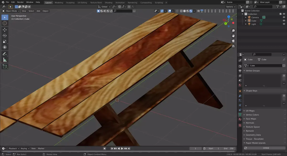 Bench wooden Low-poly 3D model 4