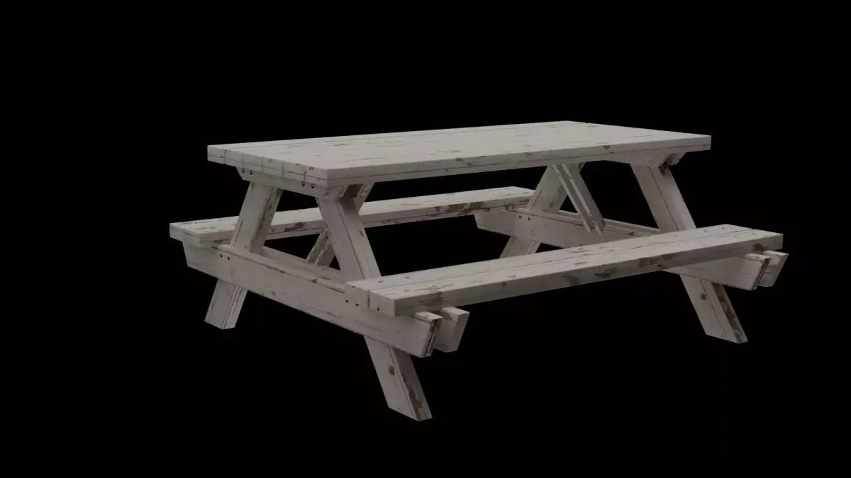Outdoor Wooden Picnic Table Low-poly 3D model