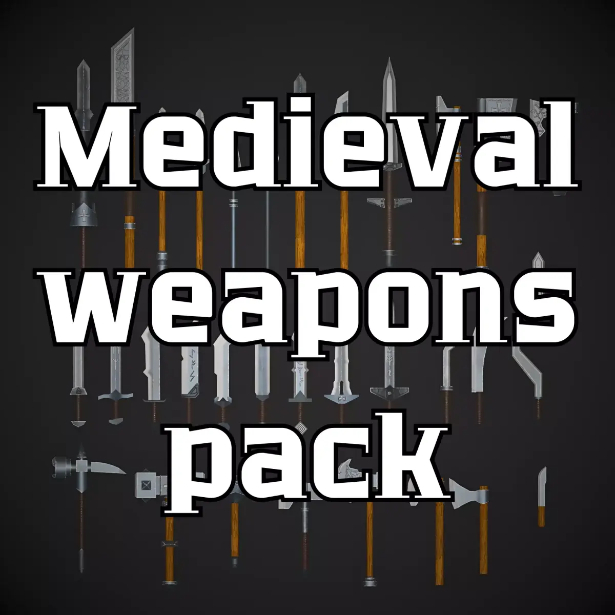 Medieval weapons pack Low-poly 3D model buy