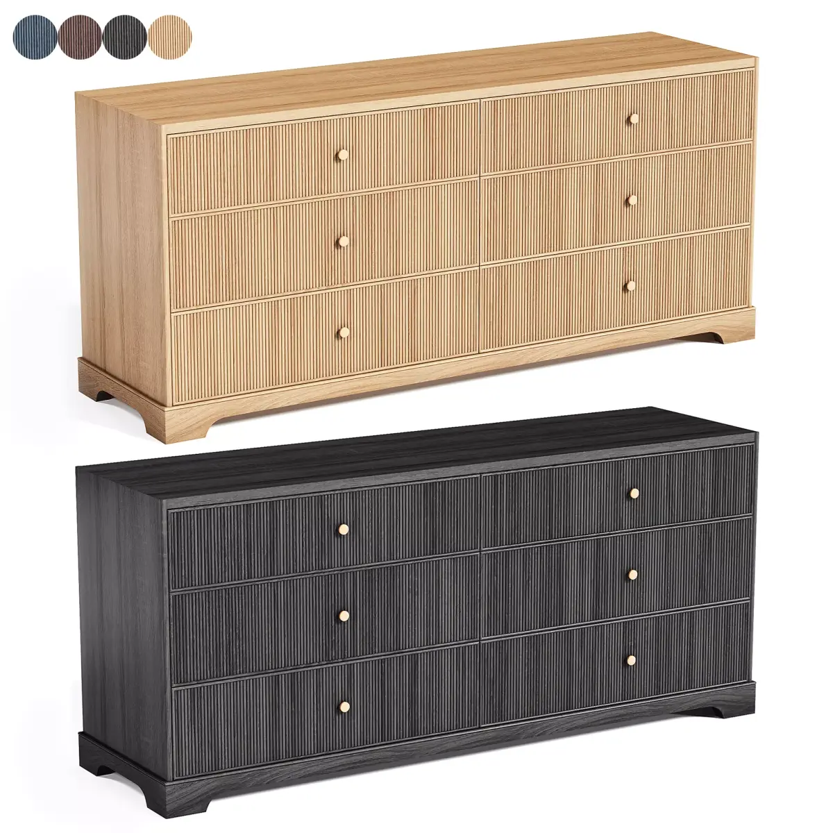 Genevieve Reeded 6 Drawer Dresser 3D model
