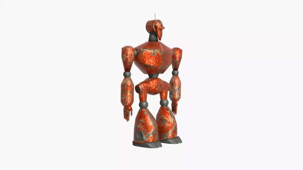 Rusty red robot Low-poly 3D model