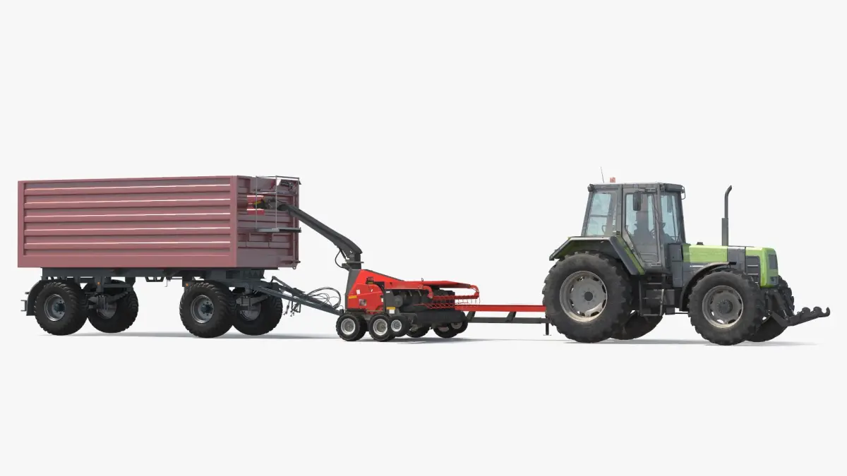 Tractor with Forage Harvester with Dump Trailer 3D model purchase
