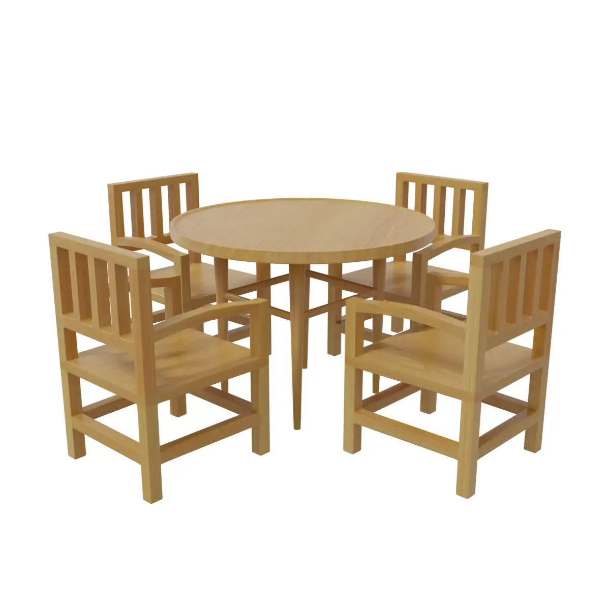 table four chairs and Free low-poly 3D model