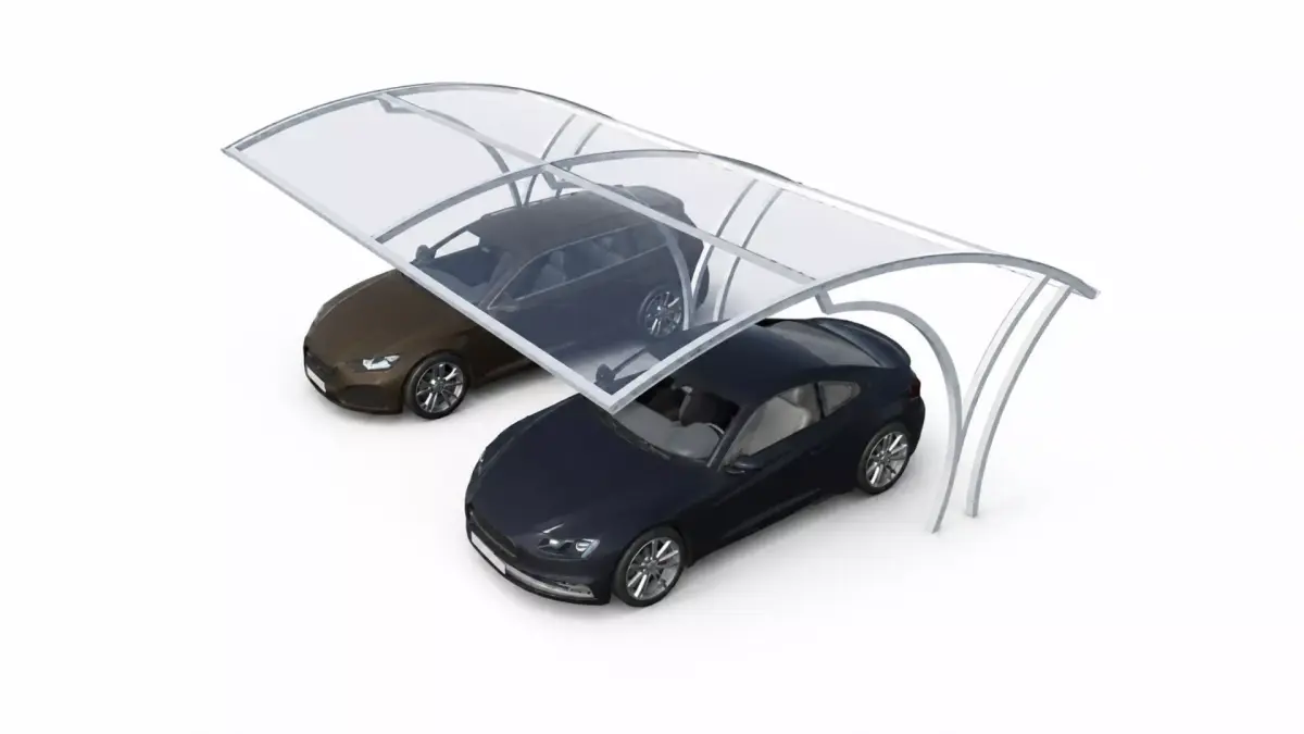 Modern Double Carport  Metal Carport with Polycarbonate Roof  Free 3D model