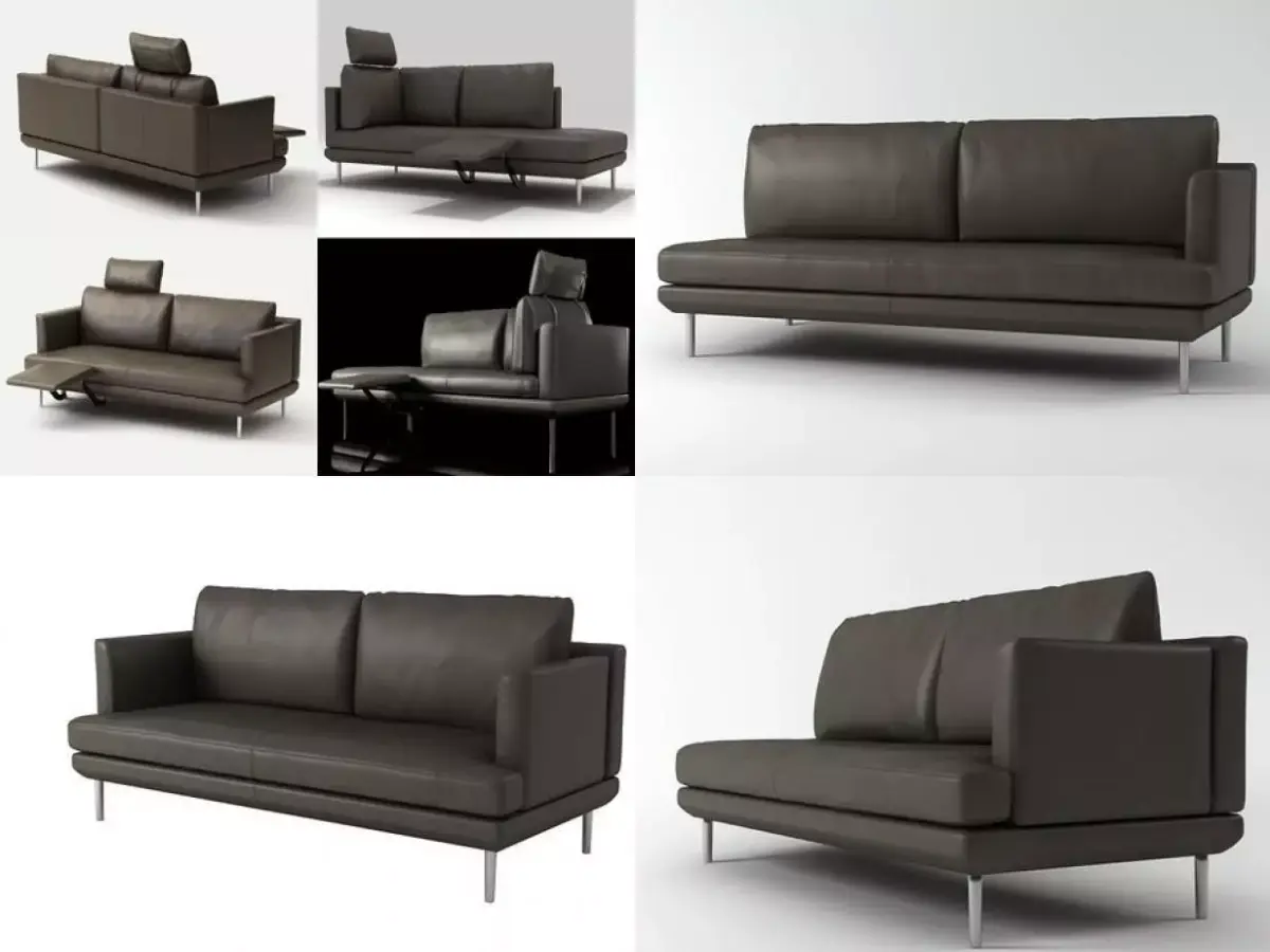 L 1191 set of leather sofas and chairs Free 3D model