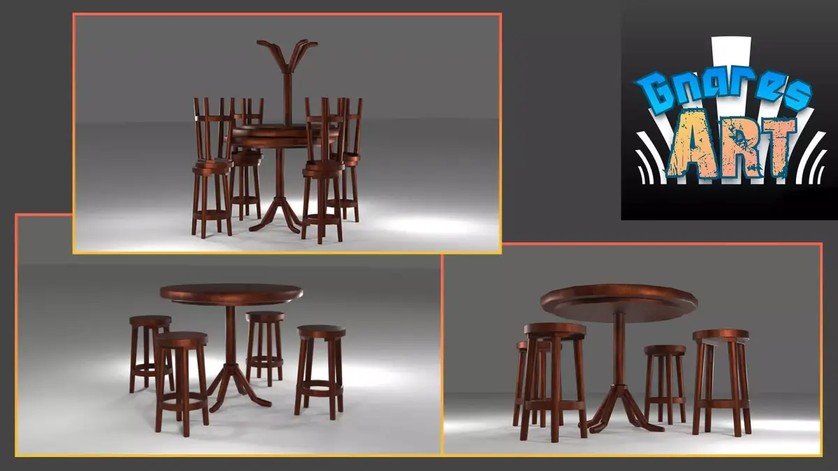 Medieval Table and Stool 3D Free low-poly 3D model