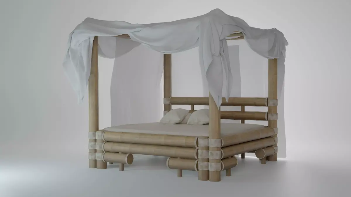 Bamboo bed Free 3D model