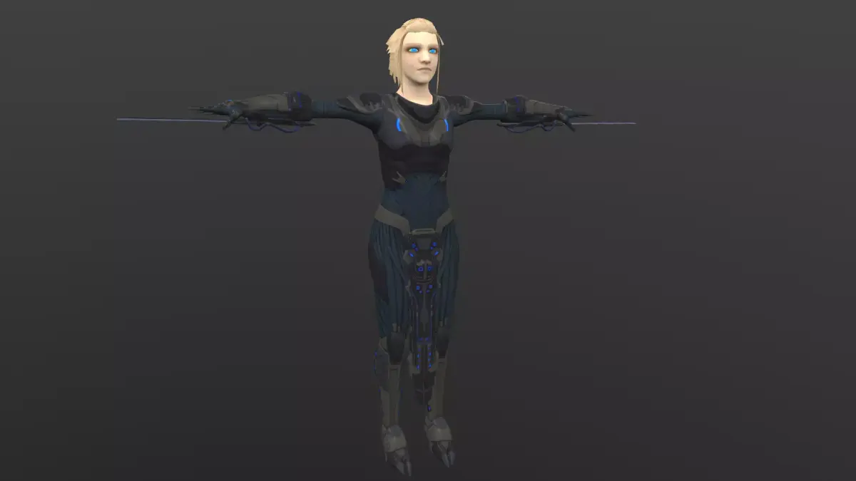 scifi female character Low-poly 3D model