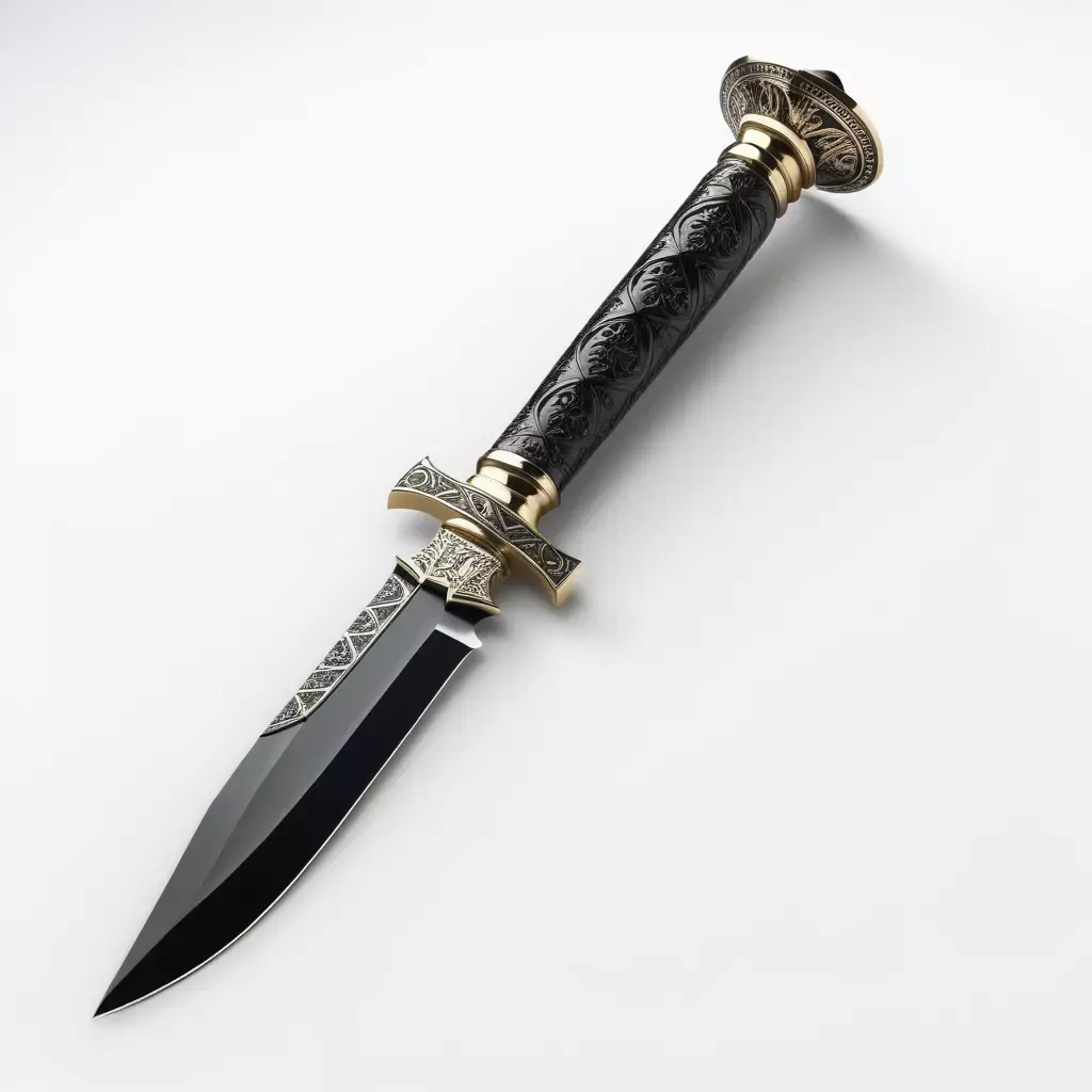 Ornate Black Gold Fantasy Dagger 3D model