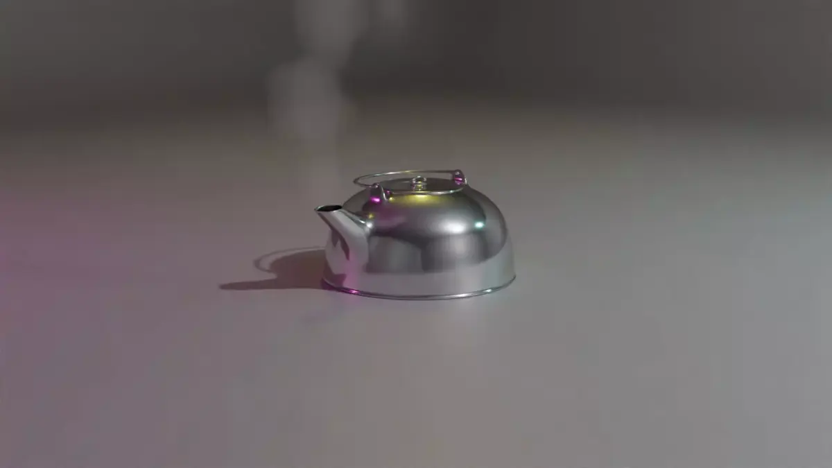 Teapot silver on table Free low-poly 3D model