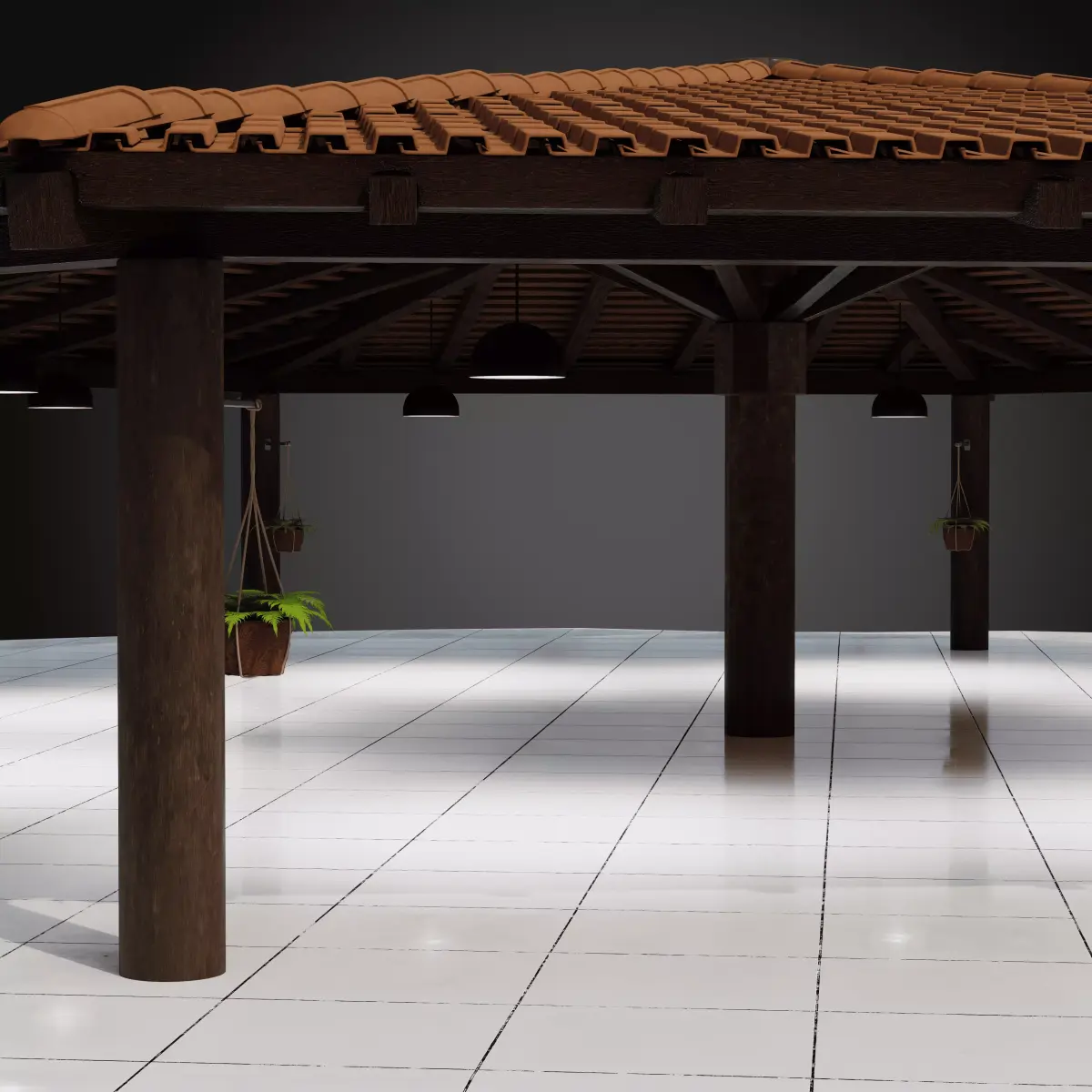 Rustic Wooden Pavilion e Gazebo Set 3D model