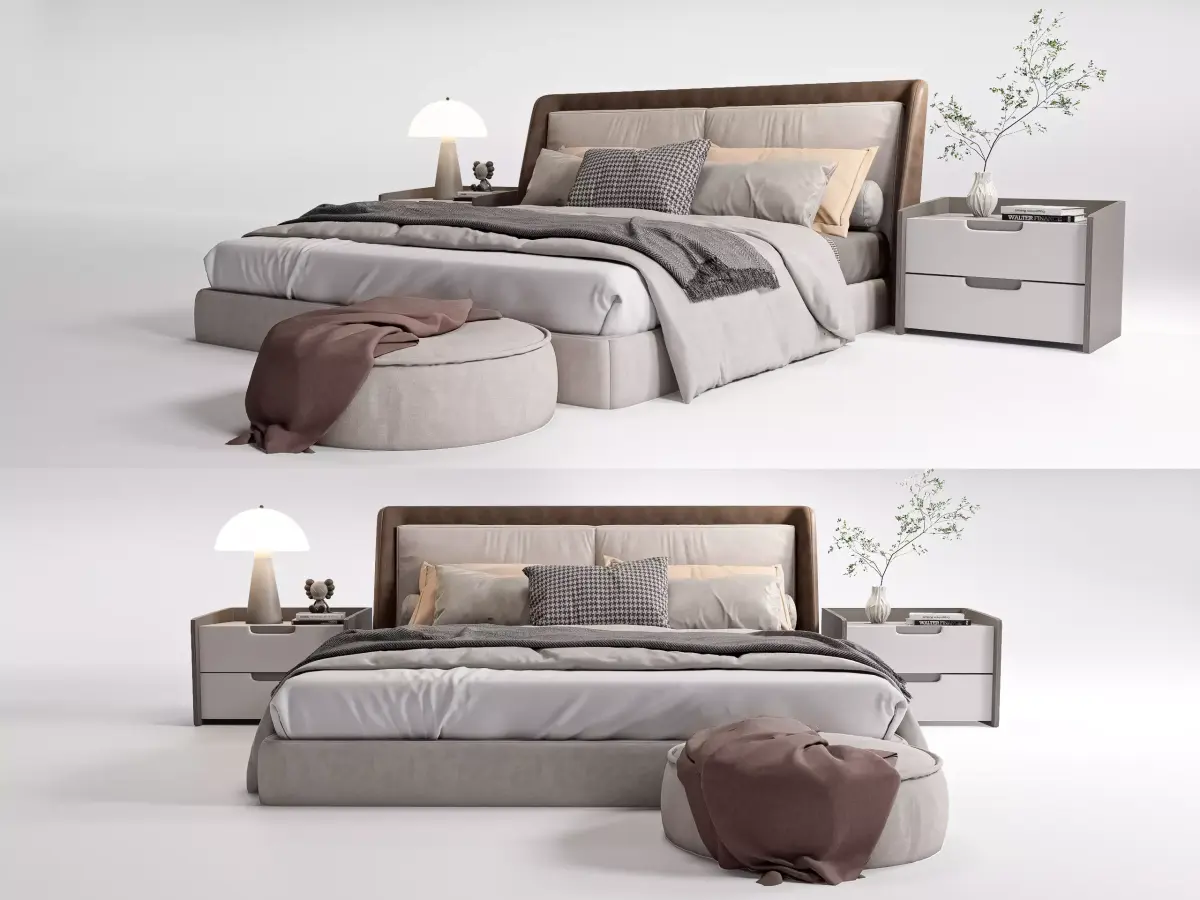 bed double bed furniture 3D model