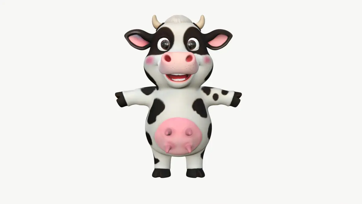 Cute Cartoon Simmental Cow - Stylized 3D Model