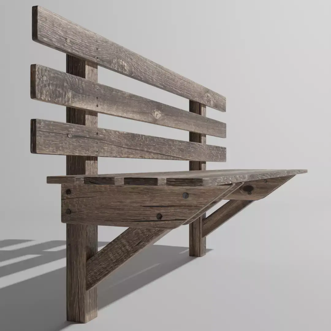 Wooden Bench Free 3D model buy