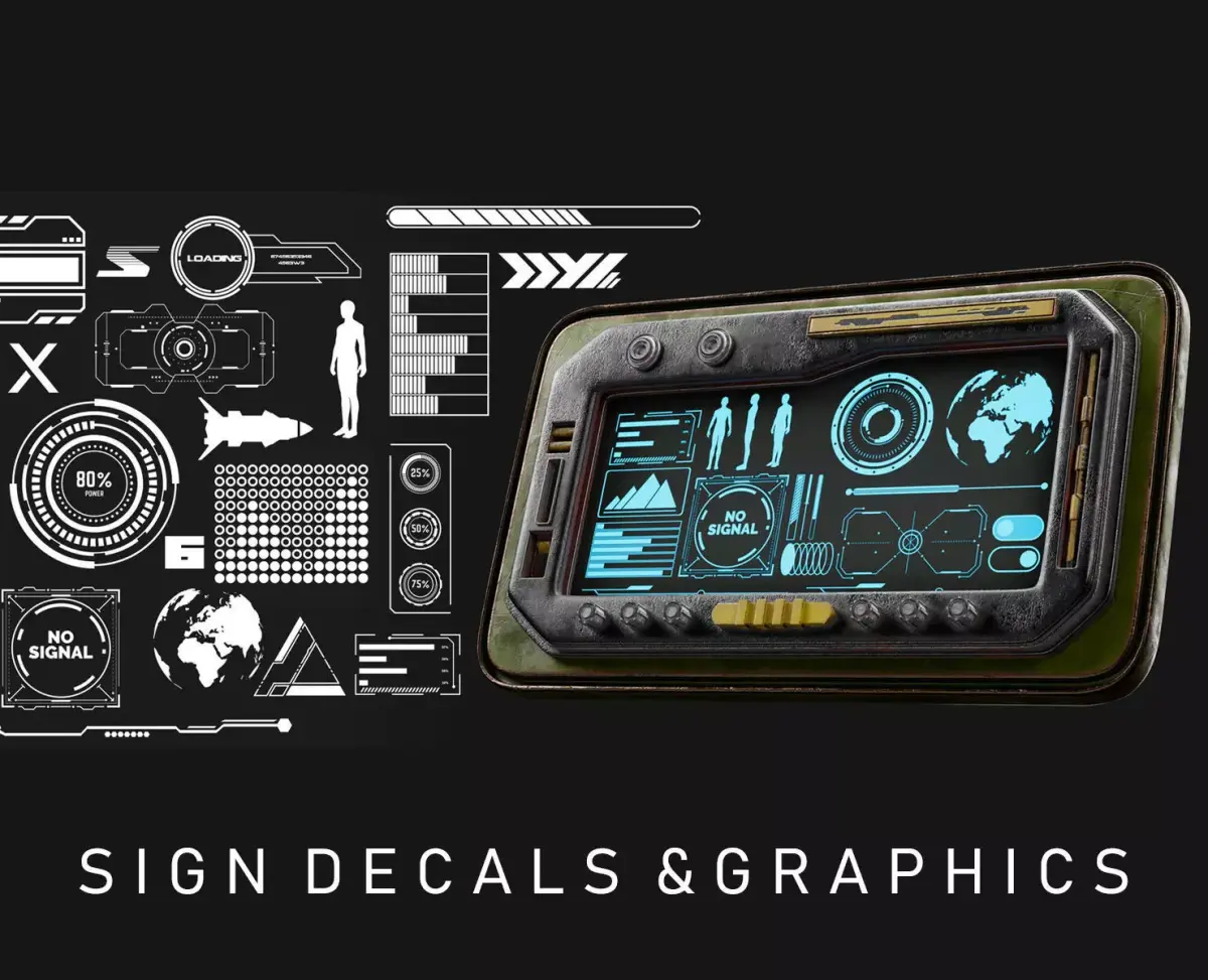 280 SCIFI Sign Decals And Graphics - Vol2 and Tutorial Texture