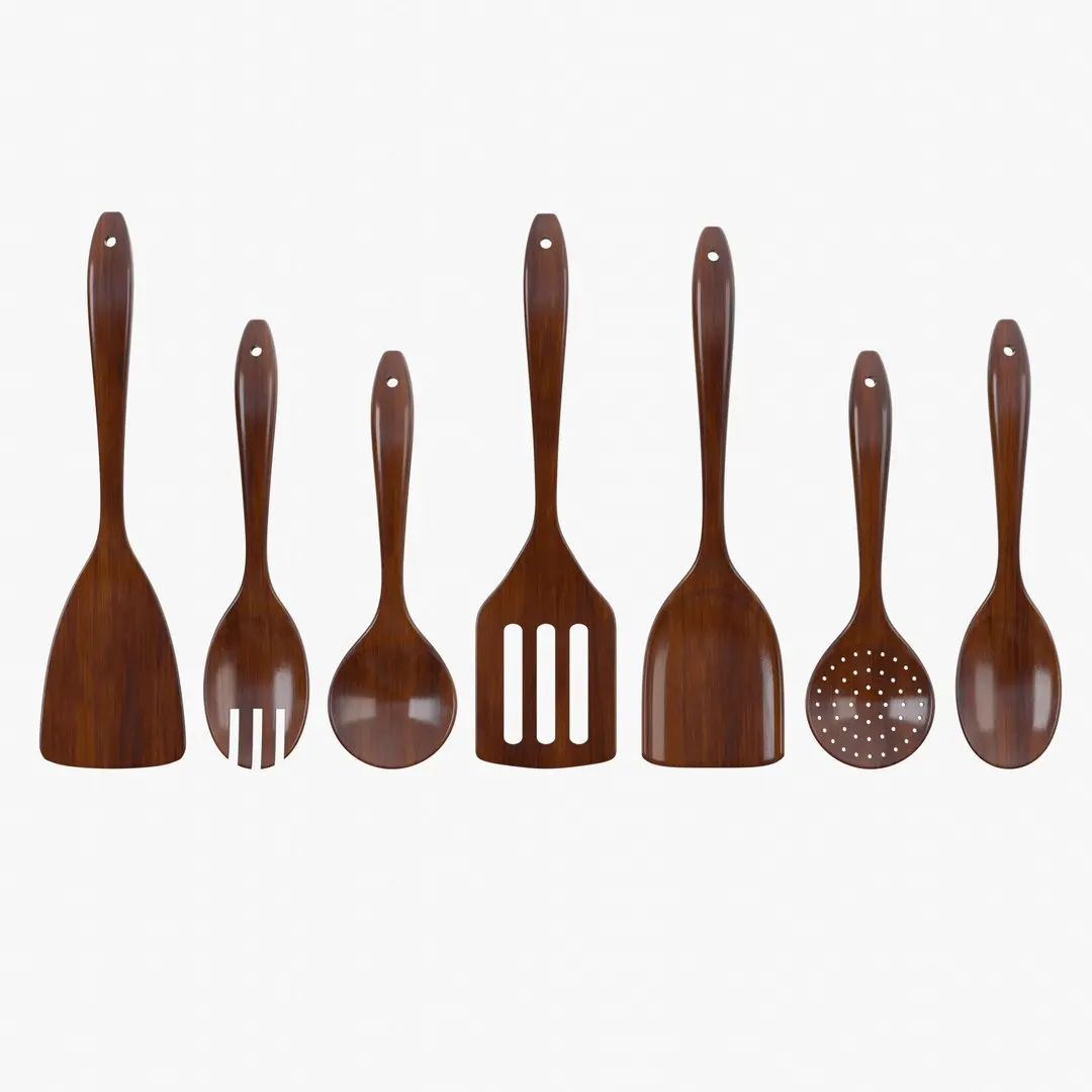 Wooden Kitchen Utensils Set(1) 3D model
