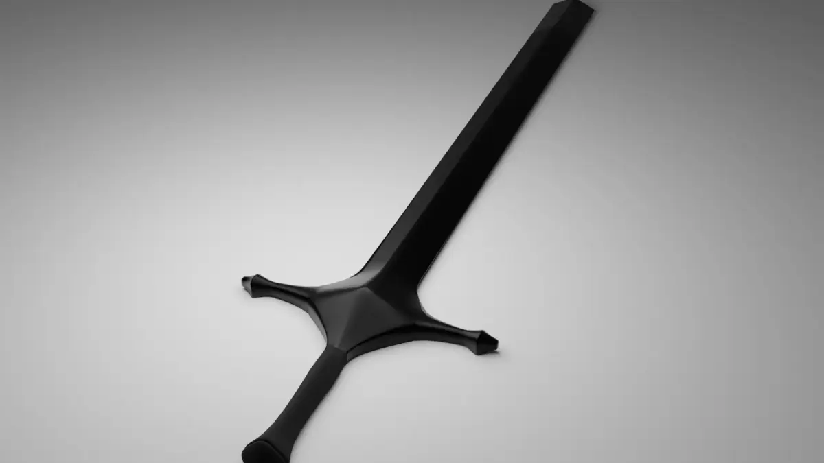Elegant Dark Steel Sword Low-poly 3D model