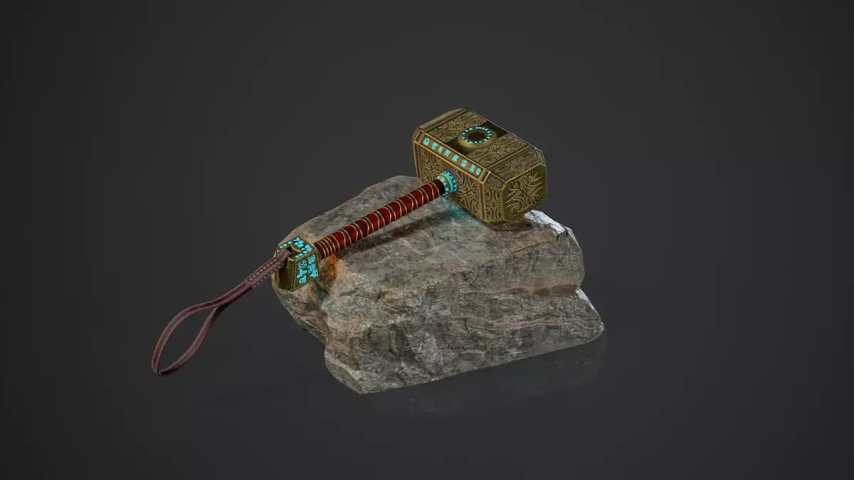 Realistic Low Poly Thor Hammer  Game Ready PBR Asset Low-poly 3D model