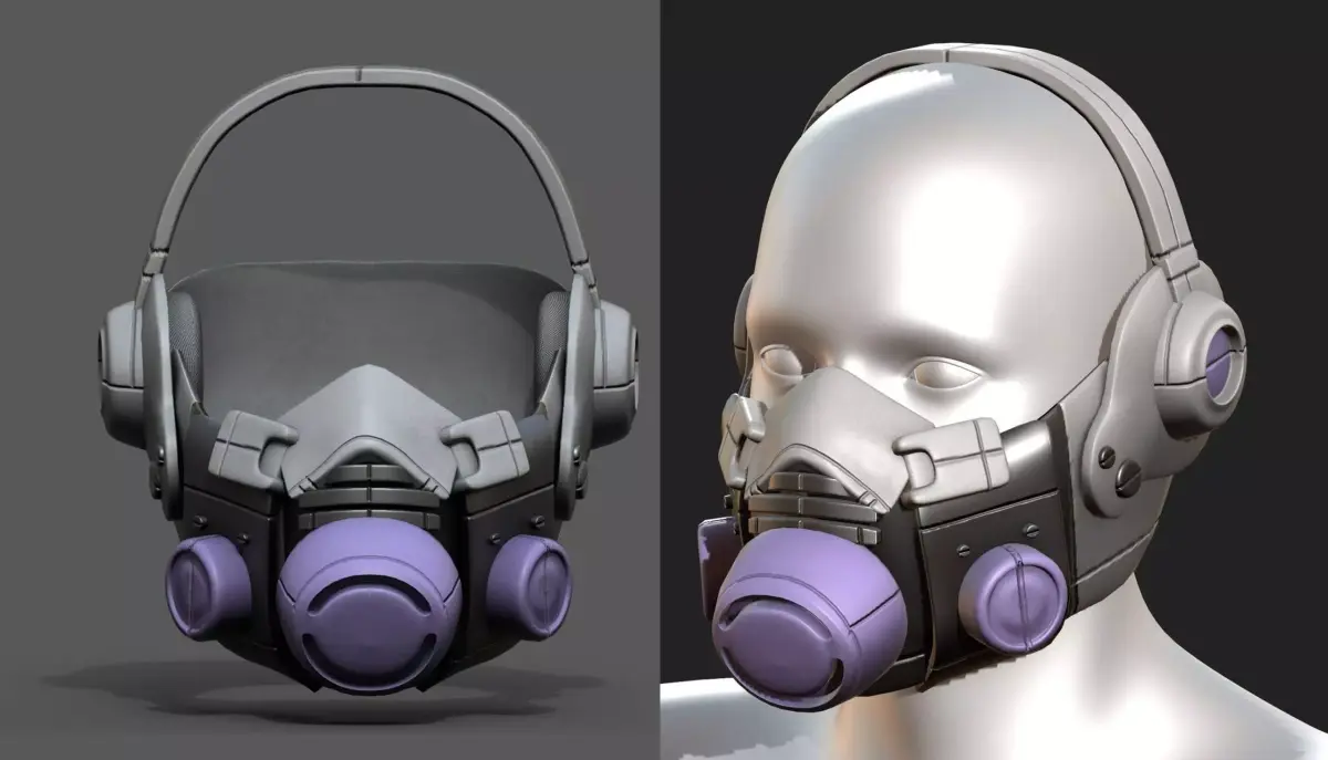 Gas mask helmet 3d safety plastic  Low-poly 3D model