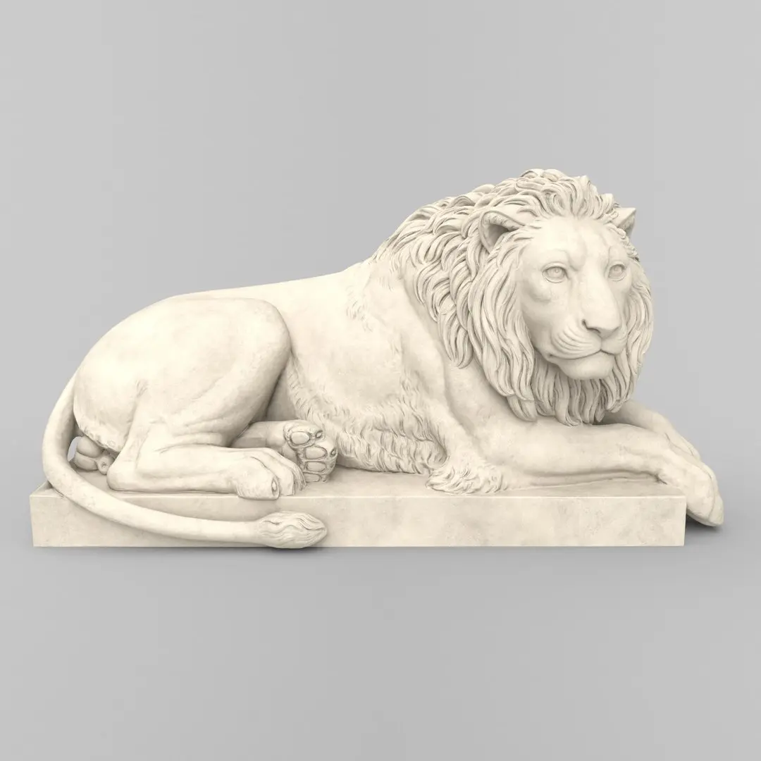 Marble Recumbent Lion 3D Model