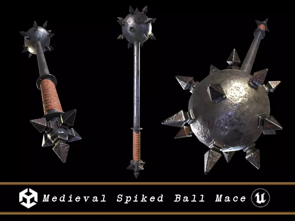 Medieval Spiked Ball Mace Low-poly 3D model