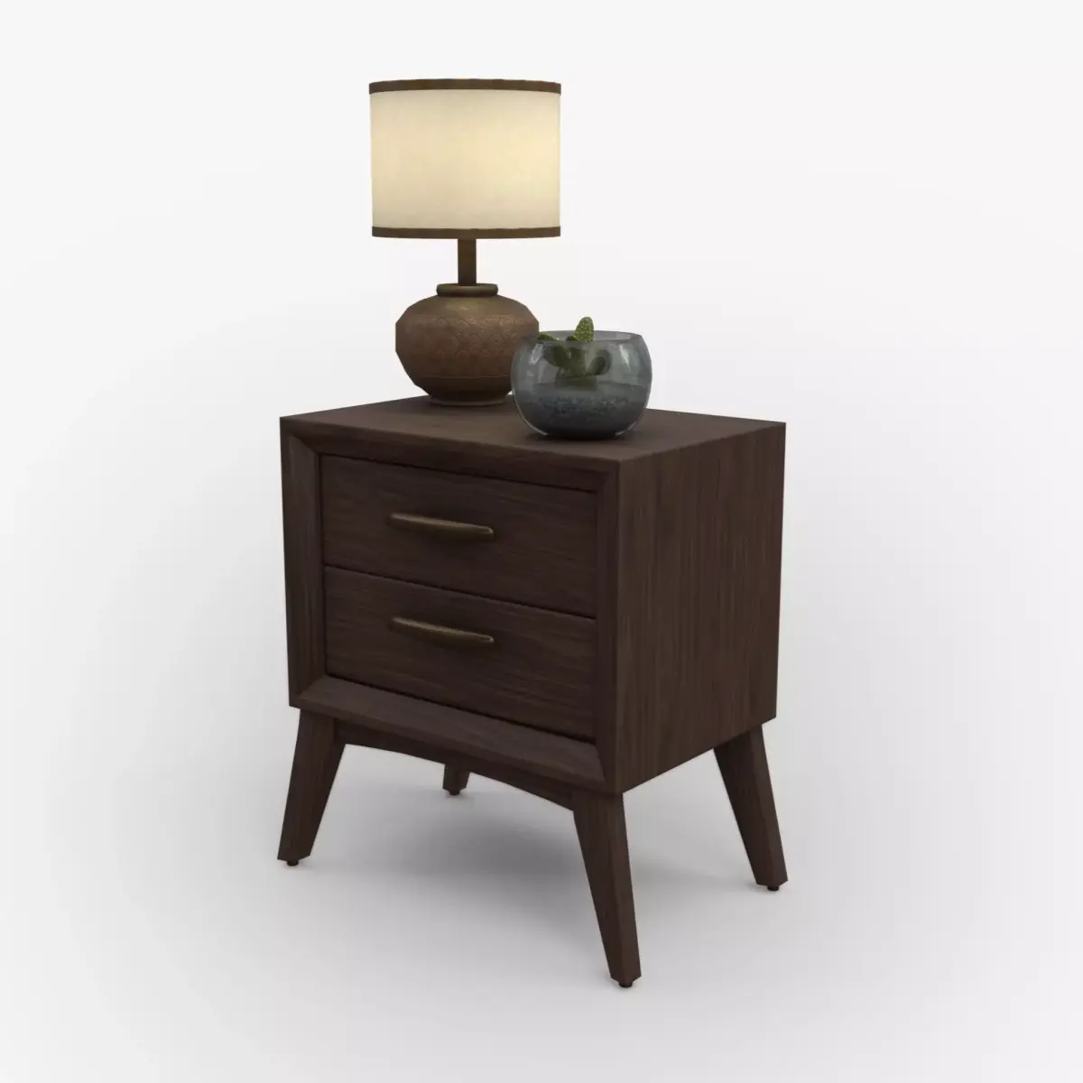 Tobacco Wood Nightstand Free low-poly 3D model