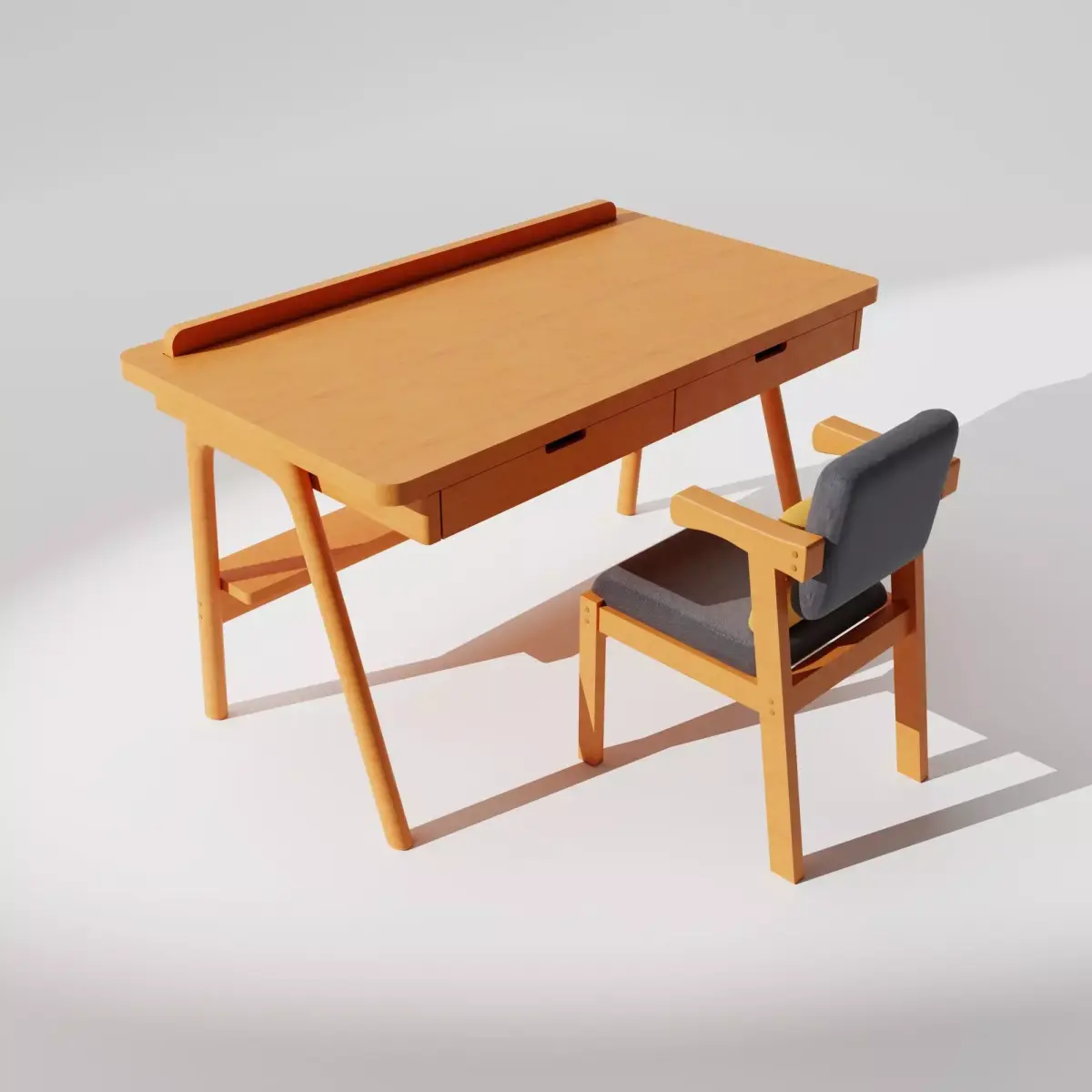 Study Table and Chair Set  3D model