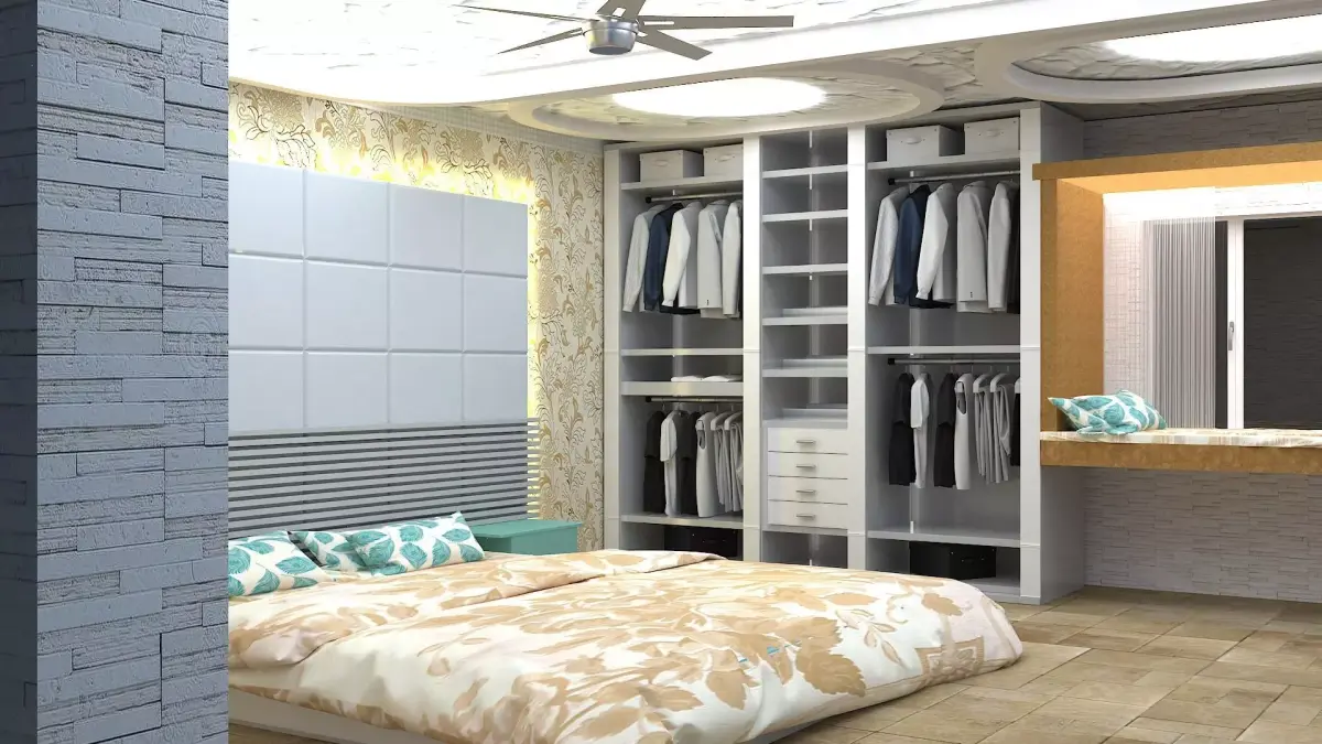 bedroom with closets and ceiling fan Free 3D model