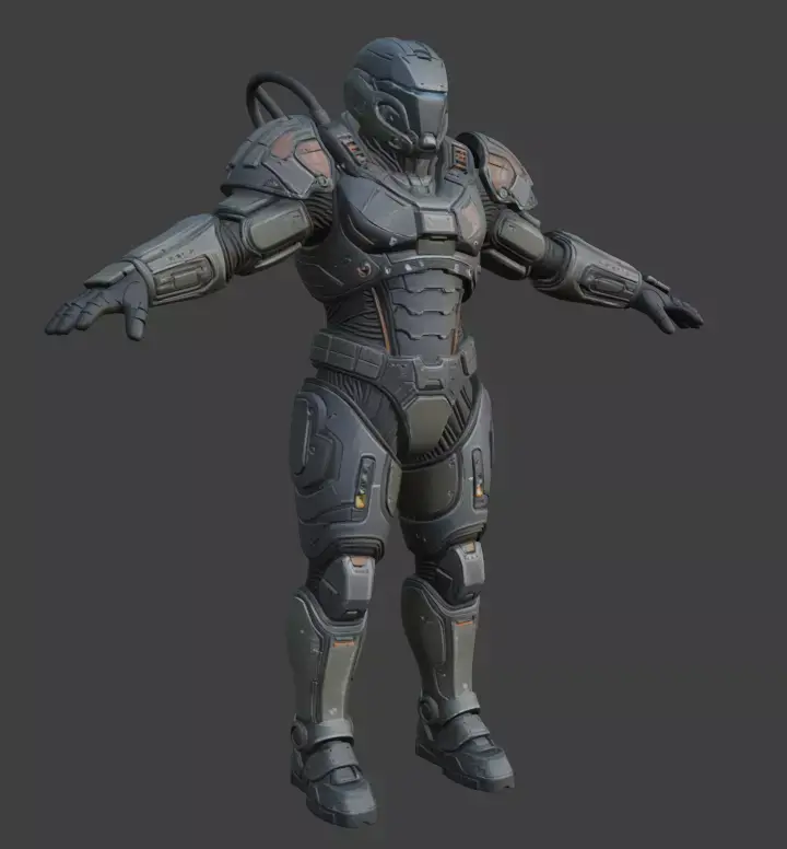 Futuristic sci-fi soldier 3D model