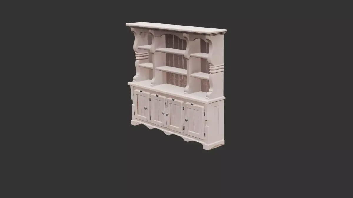 Medieval Kitchen Cupboard Low-poly 3D model
