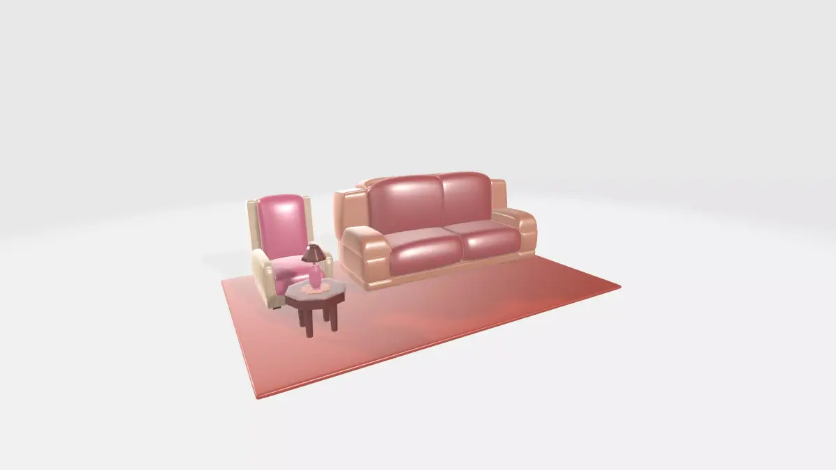 Free Couch and Table with table lamp Free 3D model