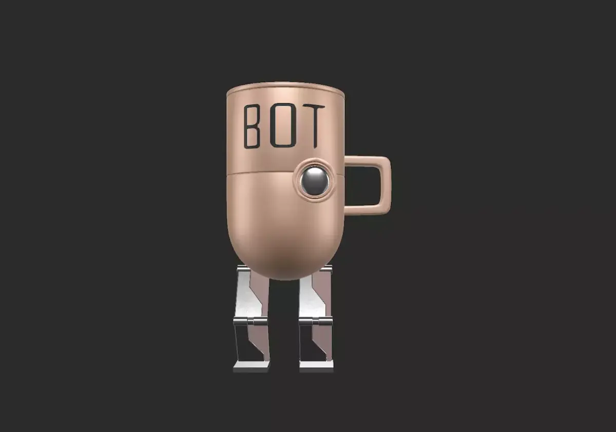 Cup -Bot  Mug  Cute Robot Mug 3D Model  Game Ready Low Poly  Low-poly 3D model