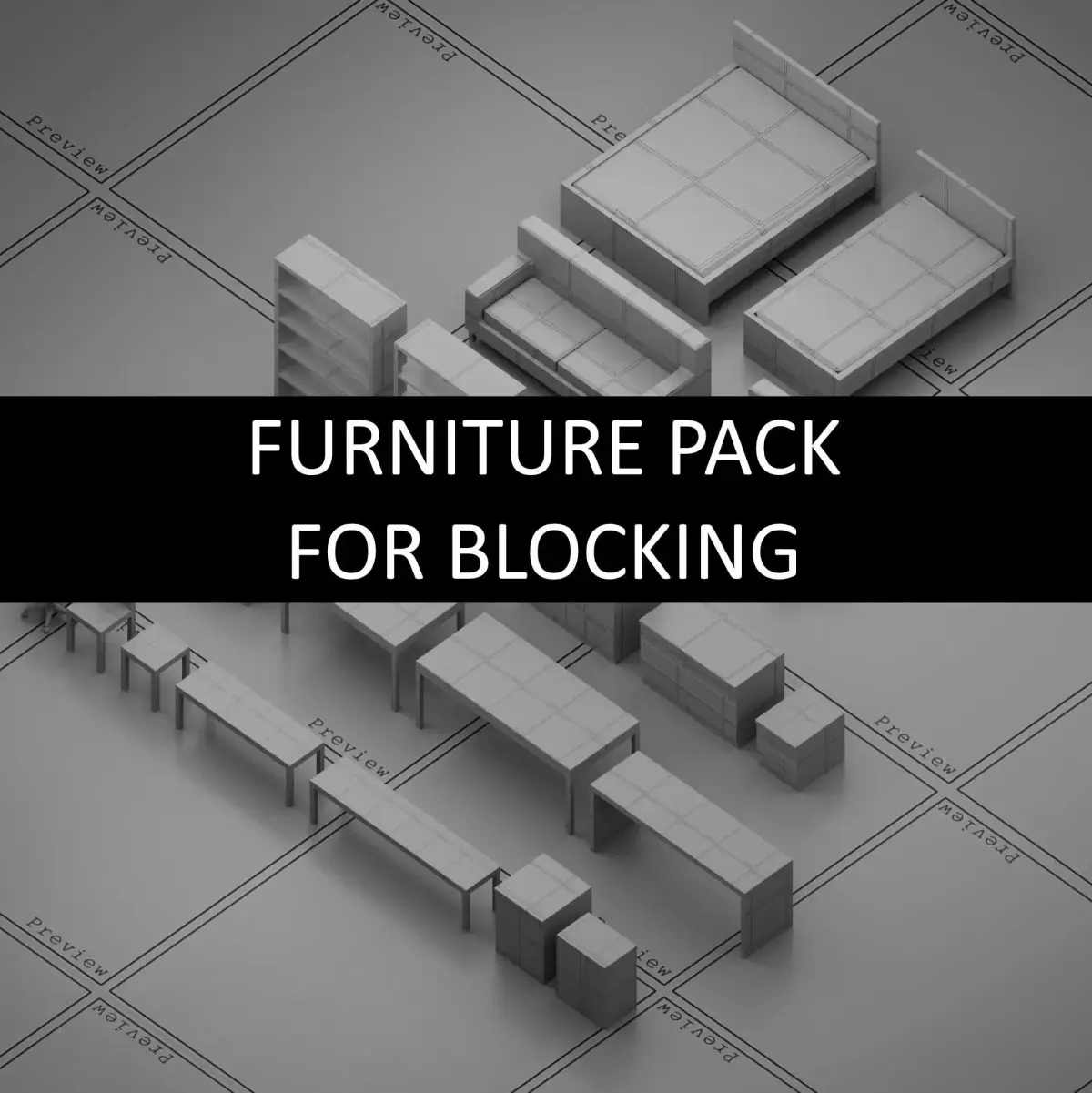 Furniture Collection For Blocking Free low-poly 3D model