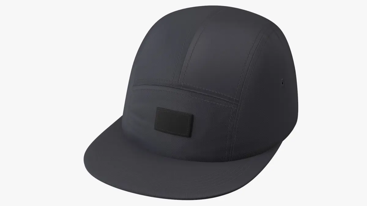 Strapback 5 Panel Cap Black 3D model