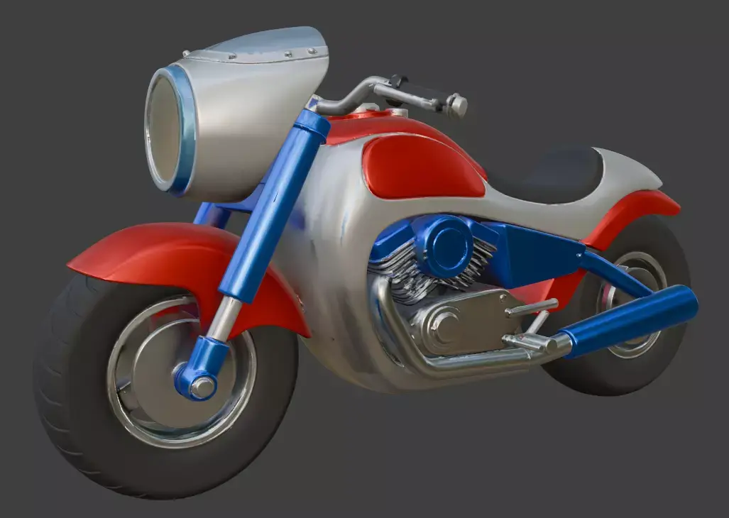Cartoon Motorcycle 3D Model 3D model 5