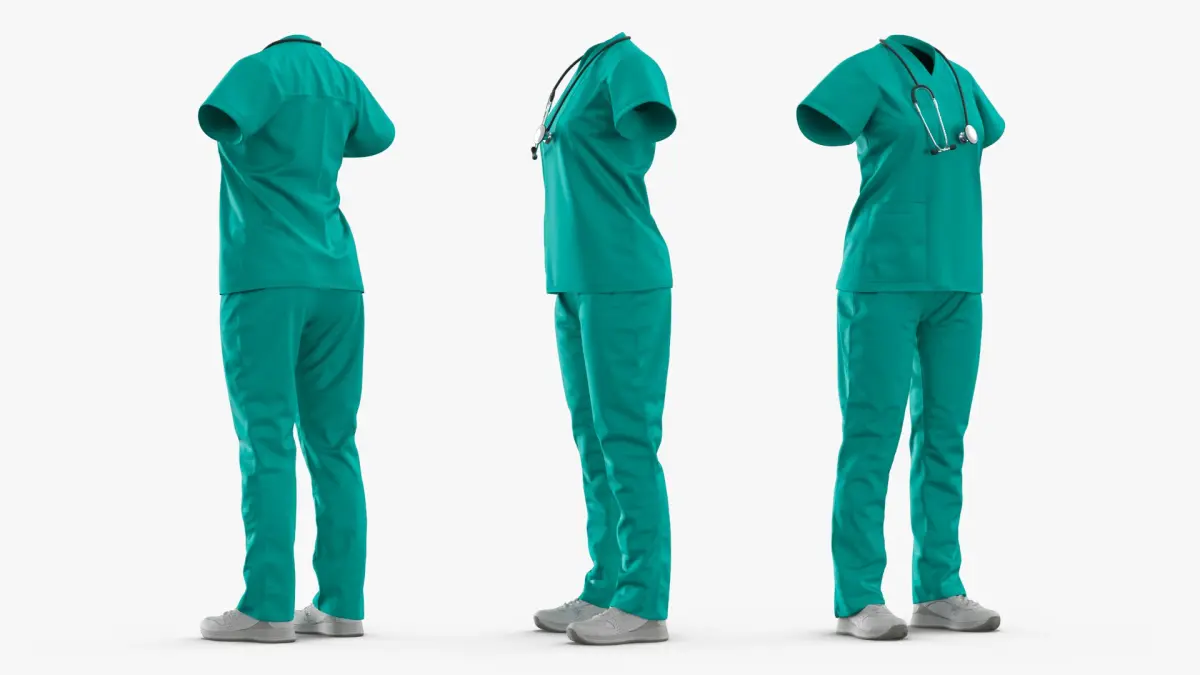 Medical Scrubs Uniform with Stethoscope No Body Teal 3D model