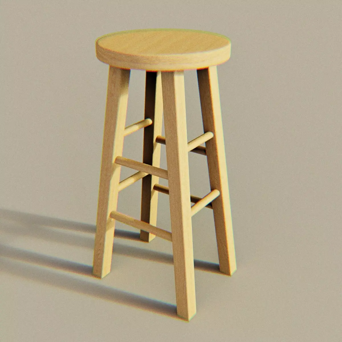 Wooden Stool PBR Low Poly Furniture Asset Low-poly 3D model