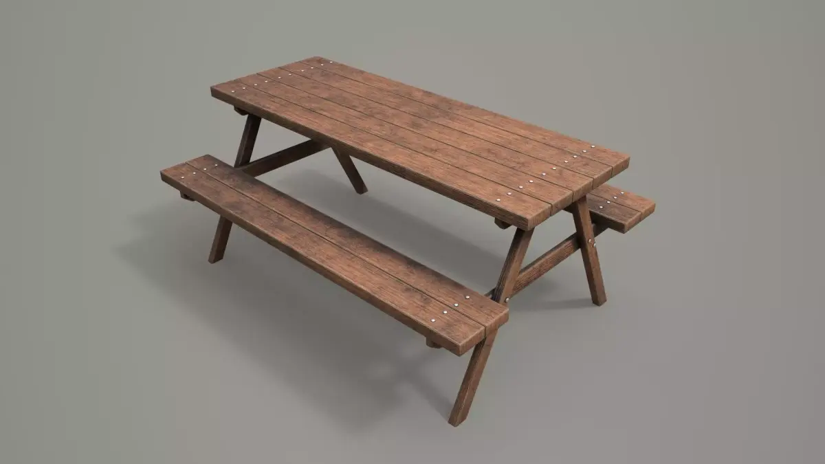 Outdoor Bench -LOD1-2-3 Shadow Proxy  - Game Ready Low-poly 3D model