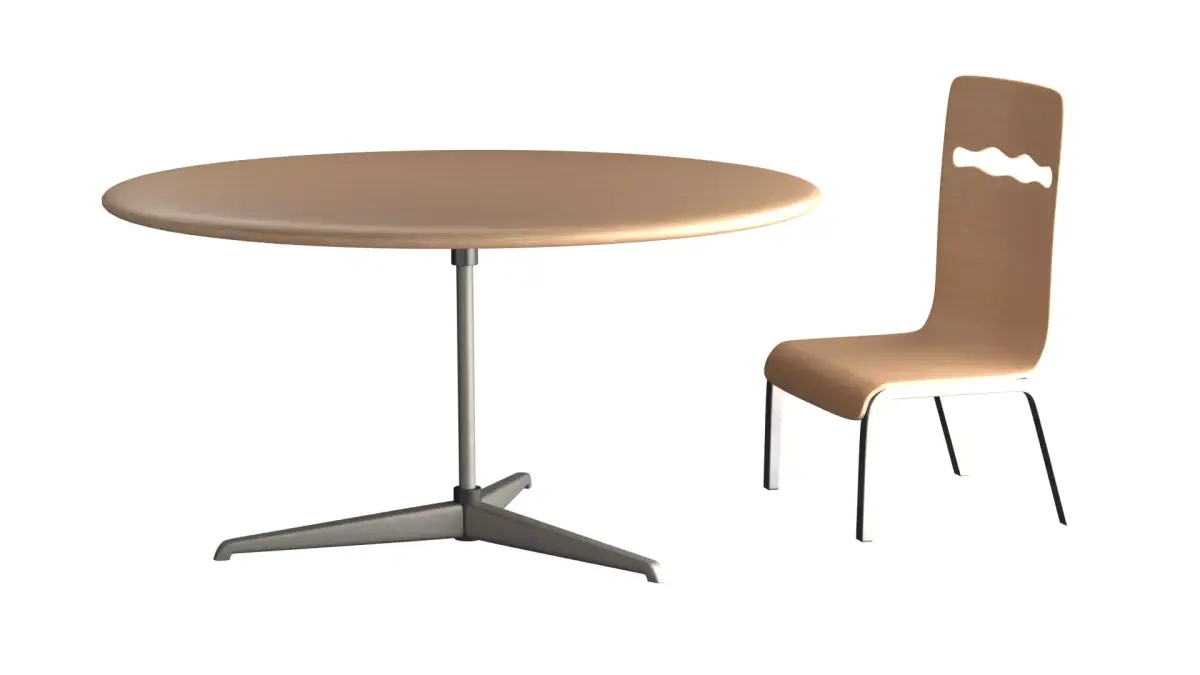 Table Chair Set Low-poly 3D model