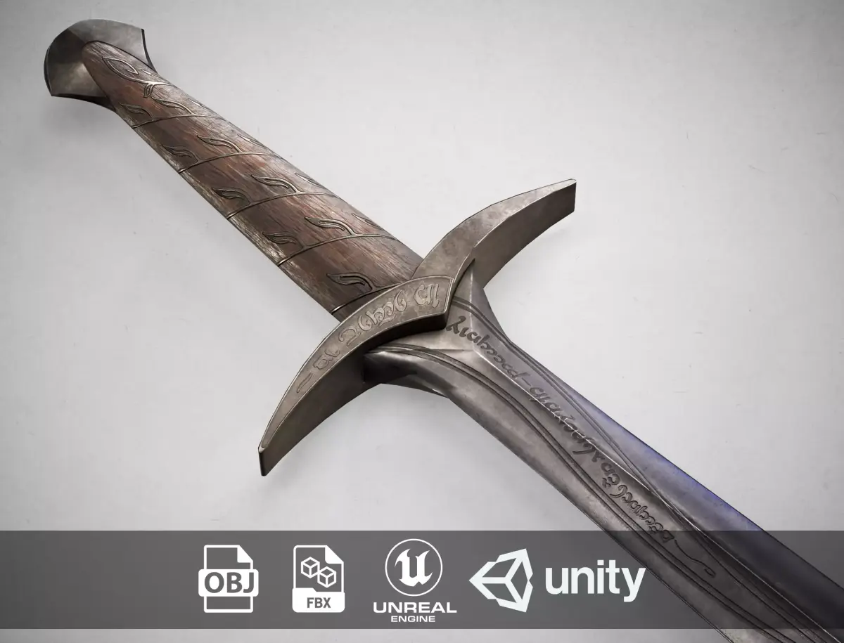 Sting Sword from The Hobbit - Lord Of The Rings Dagger   Low-poly 3D model
