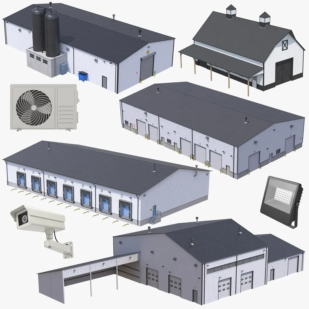 5 PBR Industrial Buildings Collection 3D model