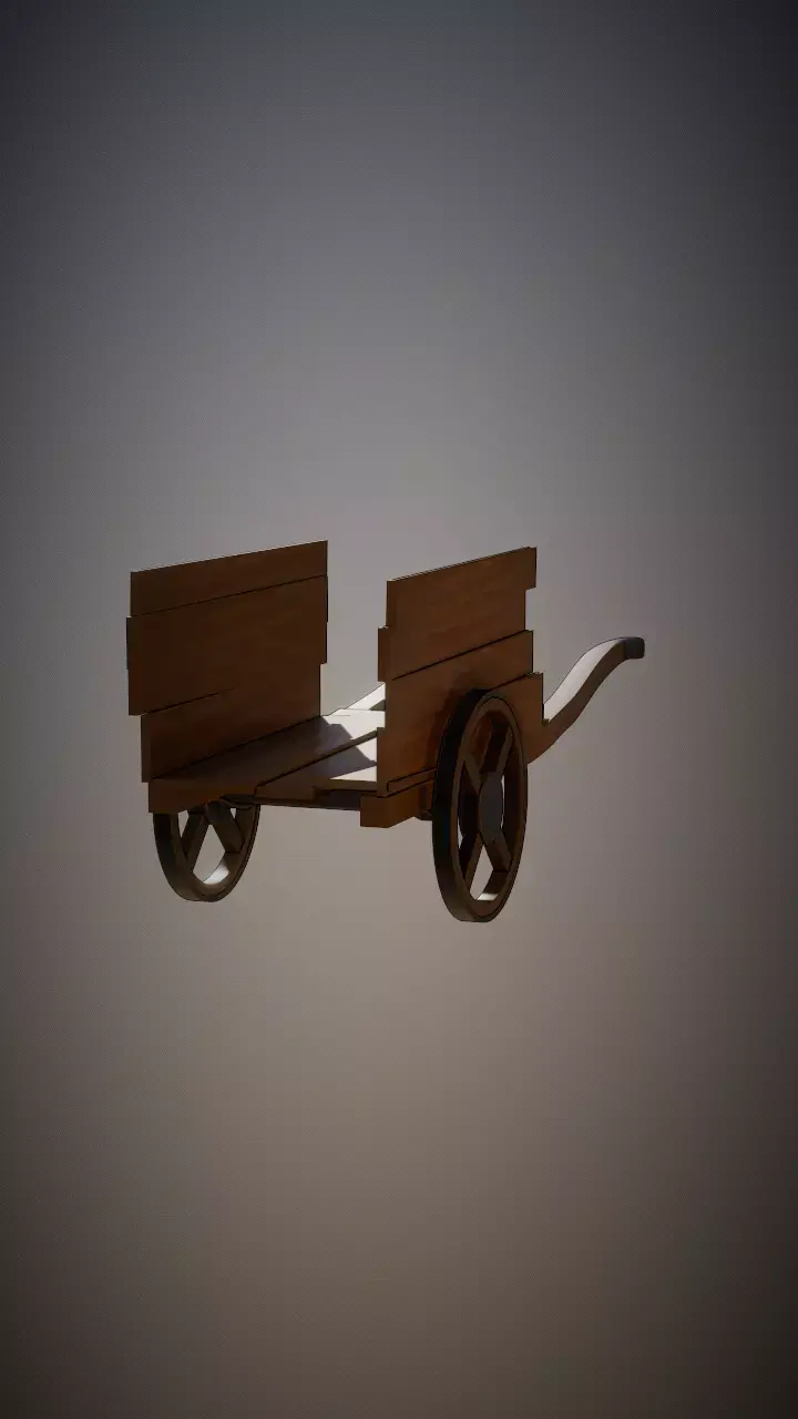 Medieval wheelbarrow  Low-poly 3D model