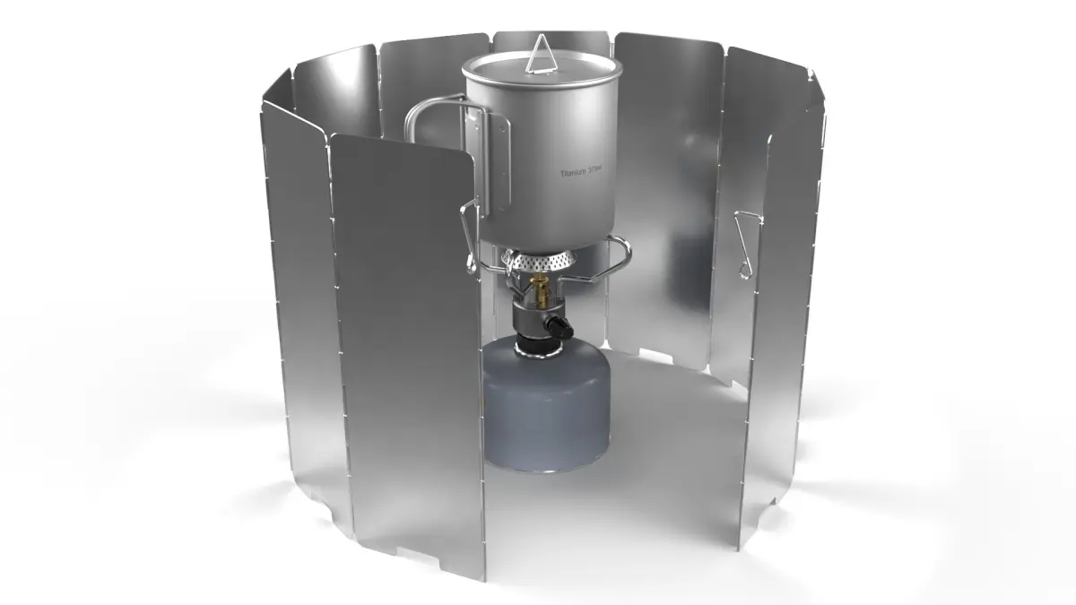 Camping Burner with Titanium Mug and Wind Shield 3D model