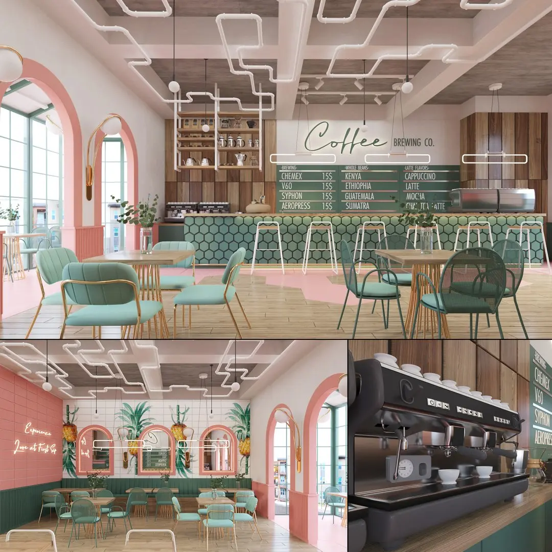 Coffee Brewing Shop Interior 3D model